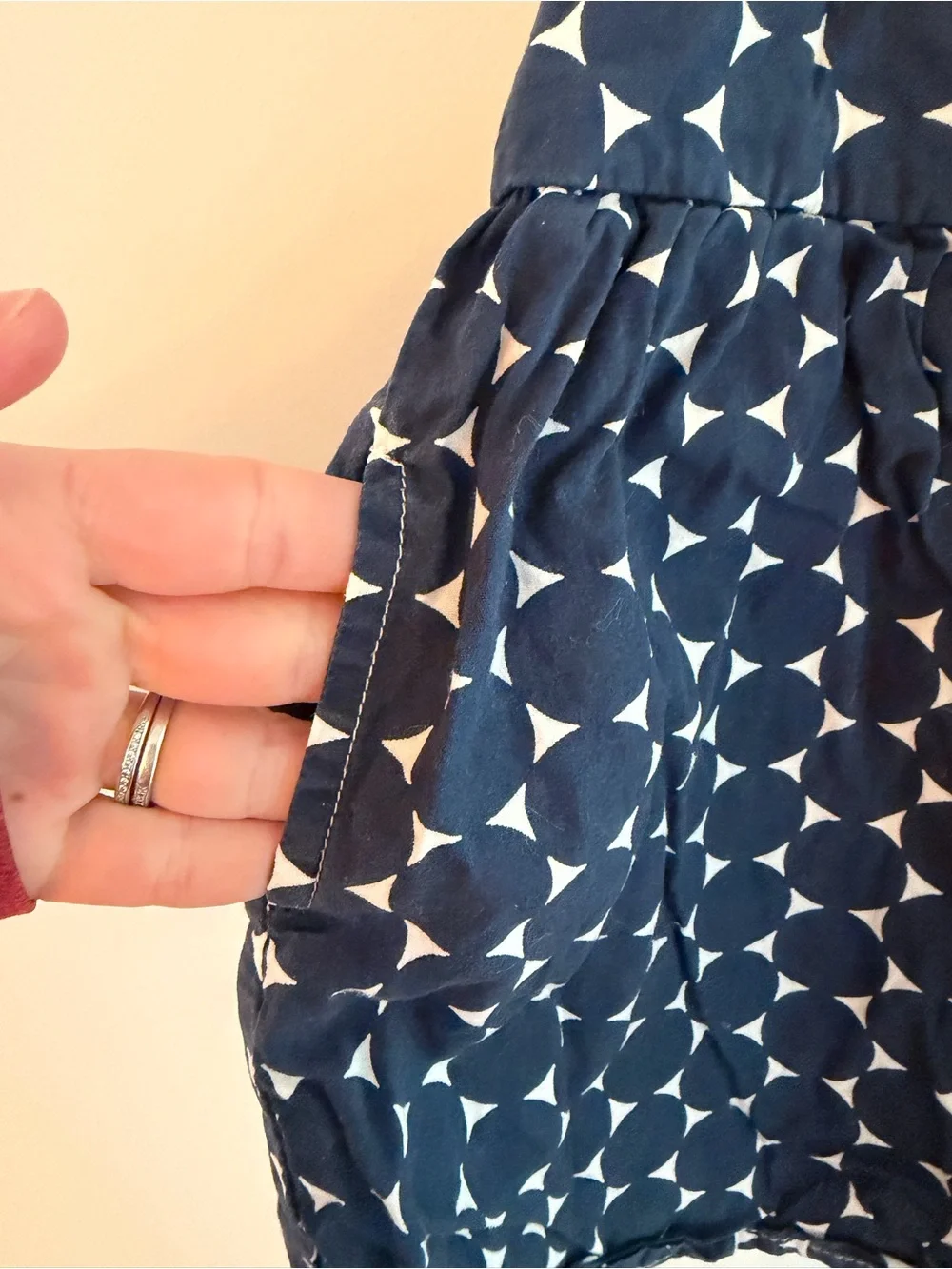Old Navy Navy and White Geometric Halter Romper